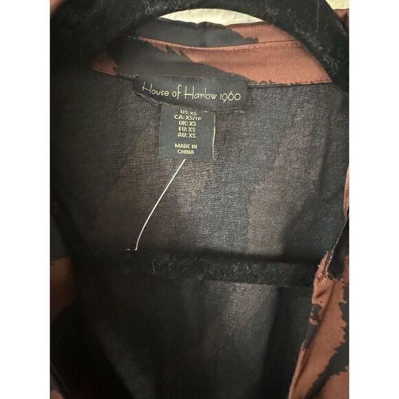 House of Harlow 1960 Mini Dress Collared   Animal Print Side Tie Faux Wrap Sz XS - Picture 6 of 7